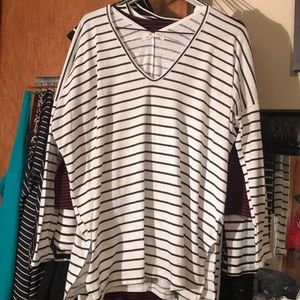 Enti brand striped dolman tunic top